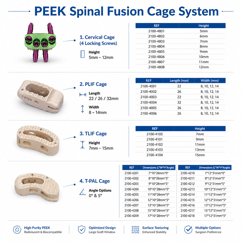 PLIF Peek Cage and TLIF Peek Cage and T‑PAL Peek Cage